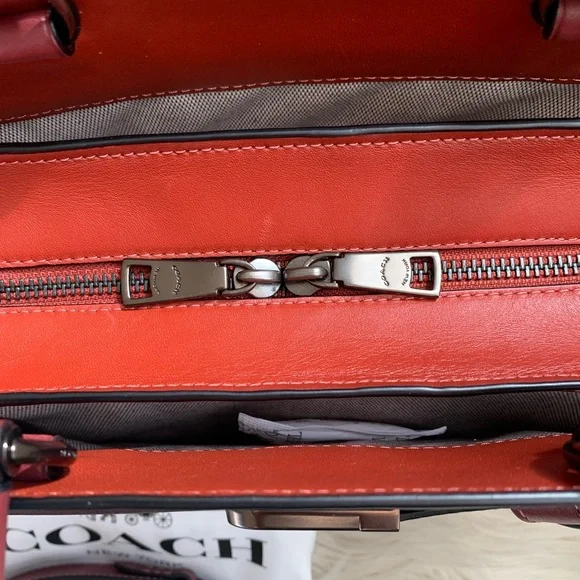 Coach Tate Carryall 29 Satchel Oxblood Multi Pewter - Picture 8 of 17